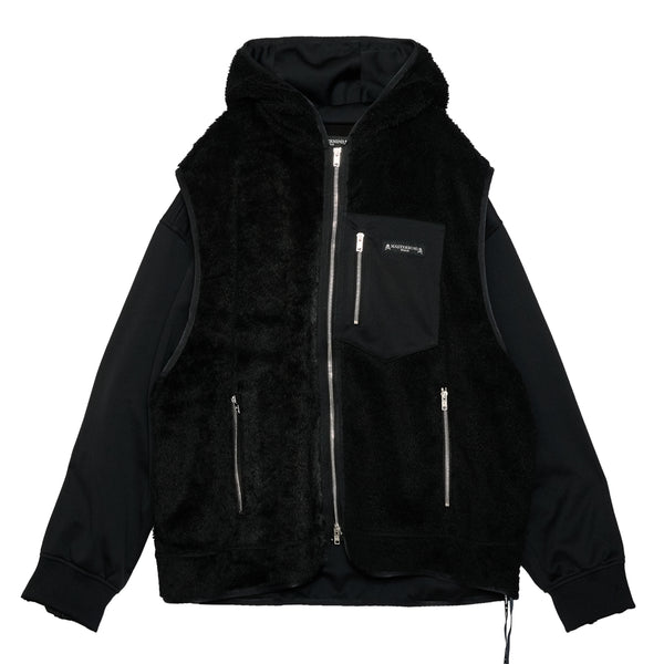 LAYERED HOODED SHERPA JACKET<br>[BOXY FIT]