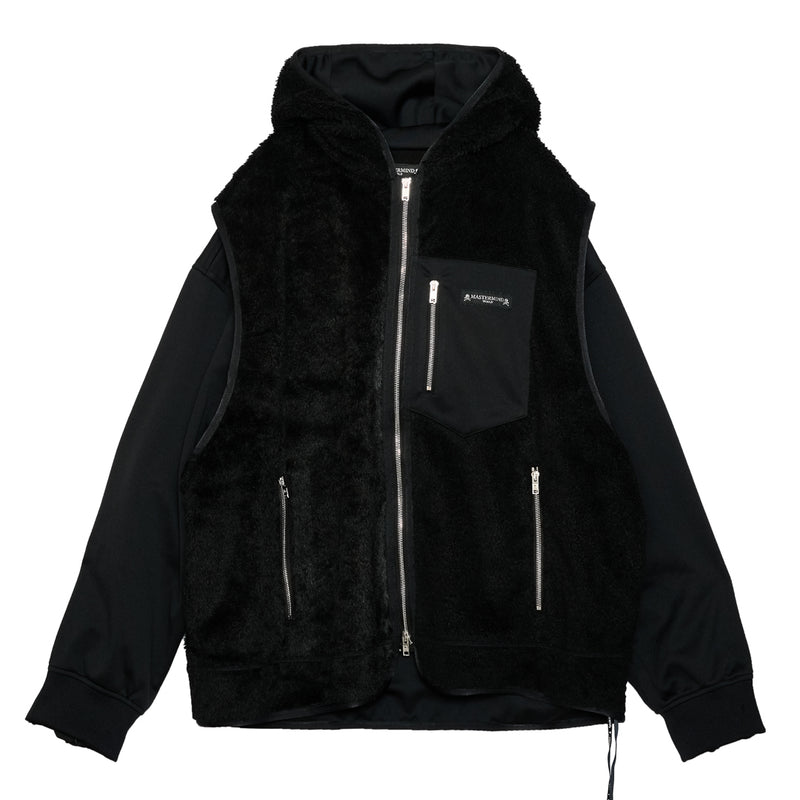 LAYERED HOODED SHERPA JACKET<br>[BOXY FIT]