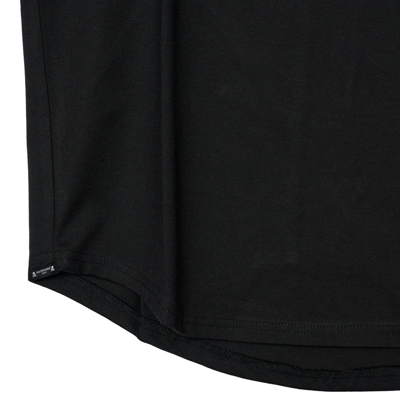 EMBROIDERY-ISH BASEBALL TEE<br>BLACK×BLACK SLEEVE